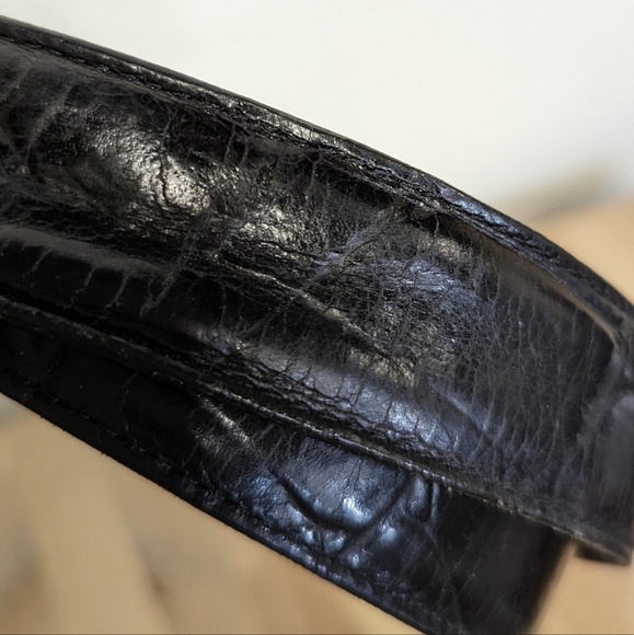 Men's Lands End Black Embossed Leather Belt 38 - Picture 6 of 7